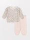 Crew Neck Baby Girl Knitwear Sweater and Trousers 2 Pack